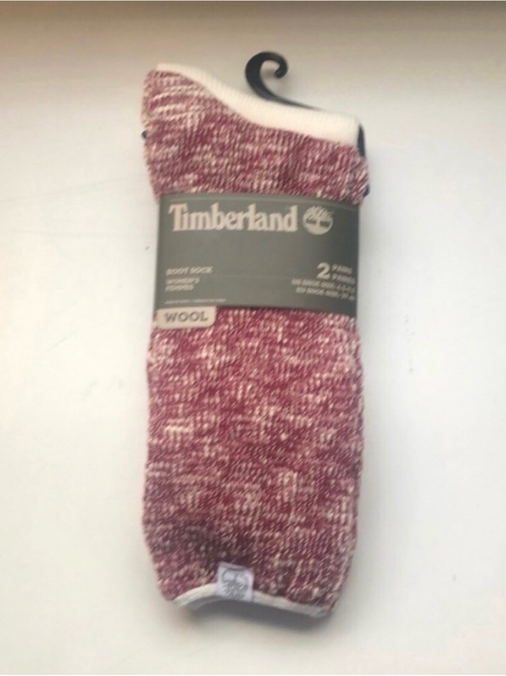 New Timberland Socks Women’s 2 Pair White & Pink Wool Boot Socks Casual Active